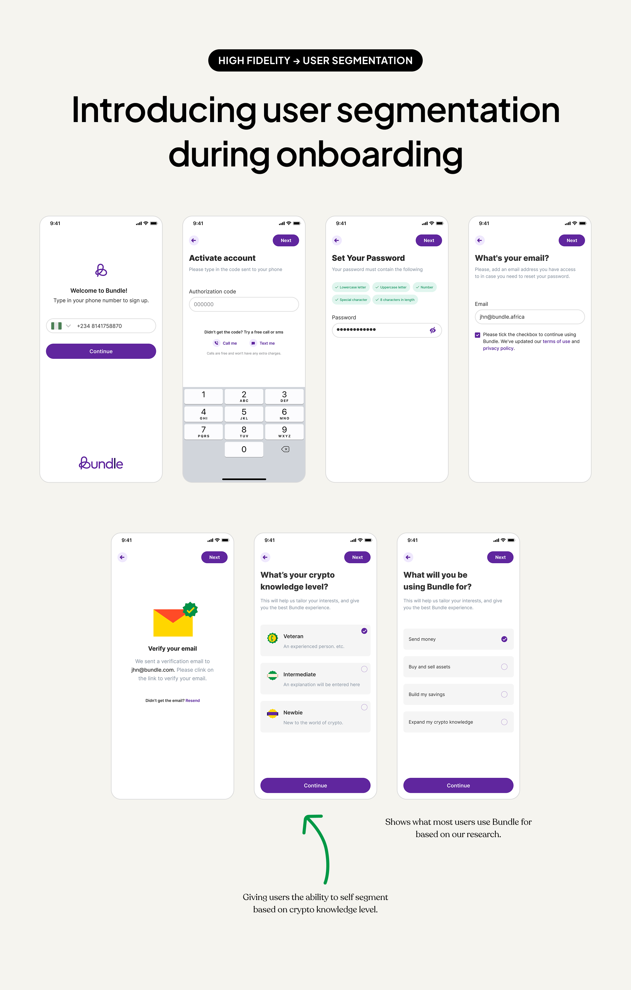 User segmentation during onboarding