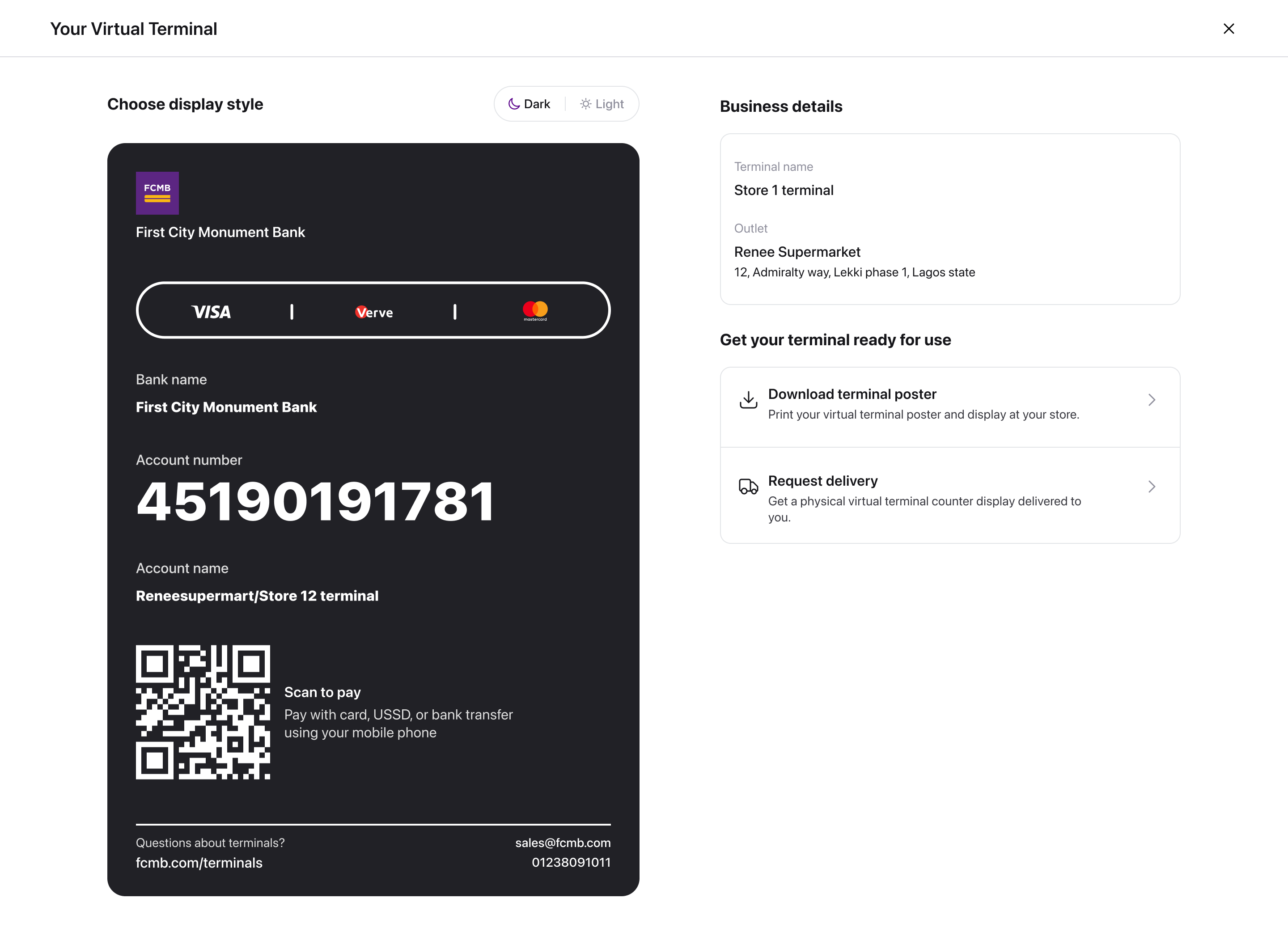 FCMB Terminal setup