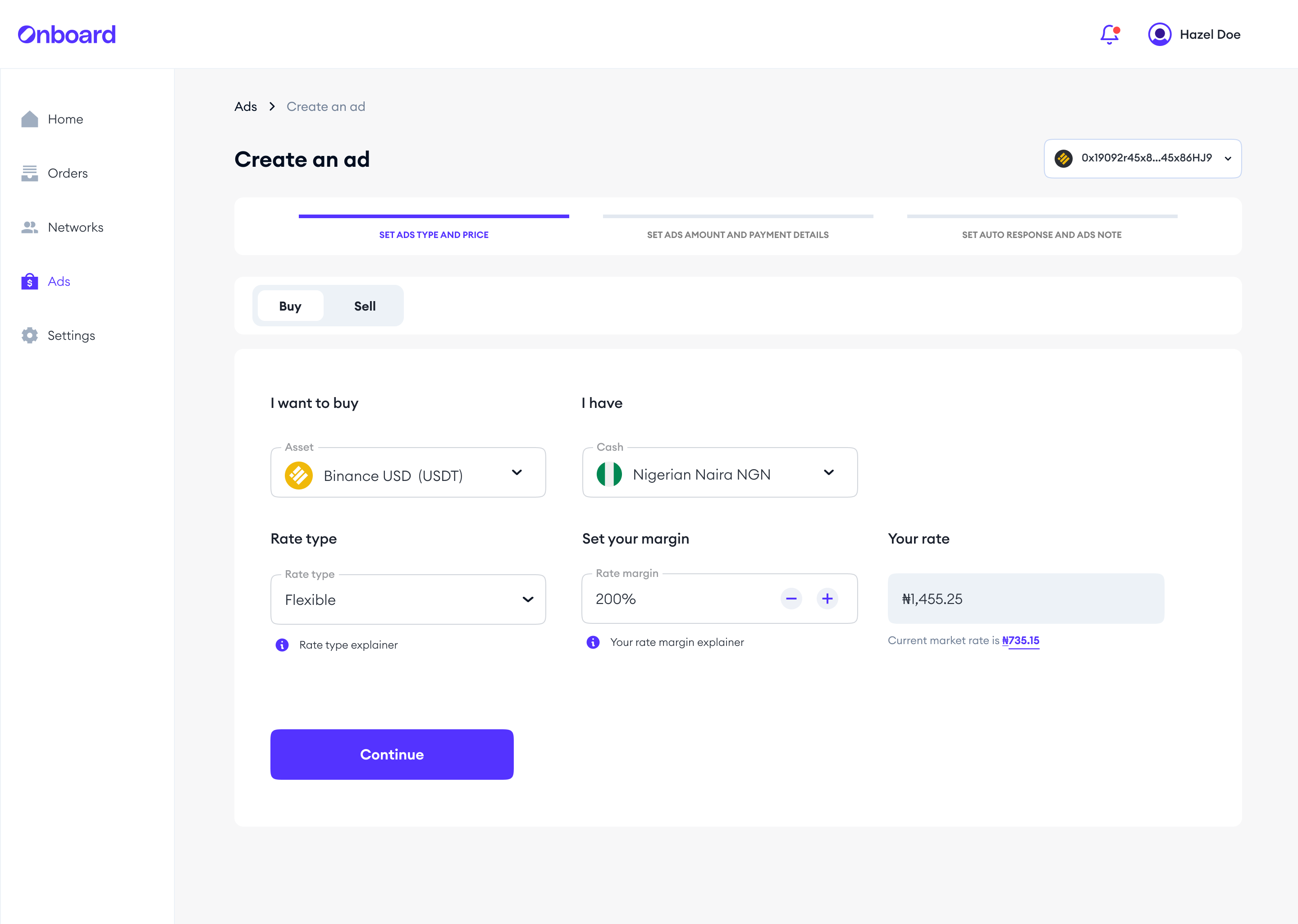 Onboard merchant ad creation